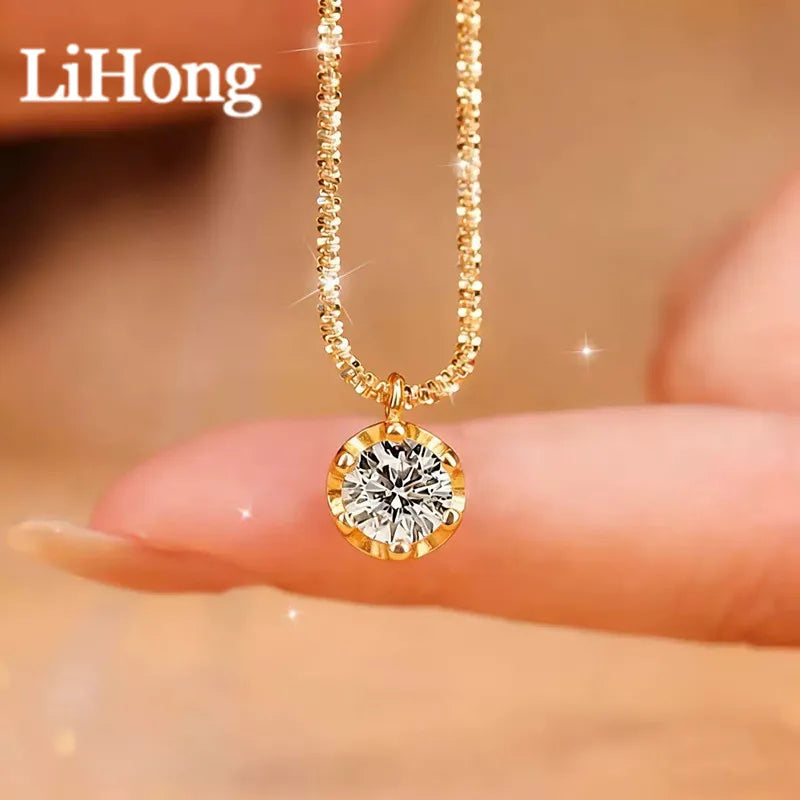 Moissanite 925 Necklaces for Women Unique Design Sparkling Cauliflower Chain with Diamond Pendant Dainty Party Jewelry Gift