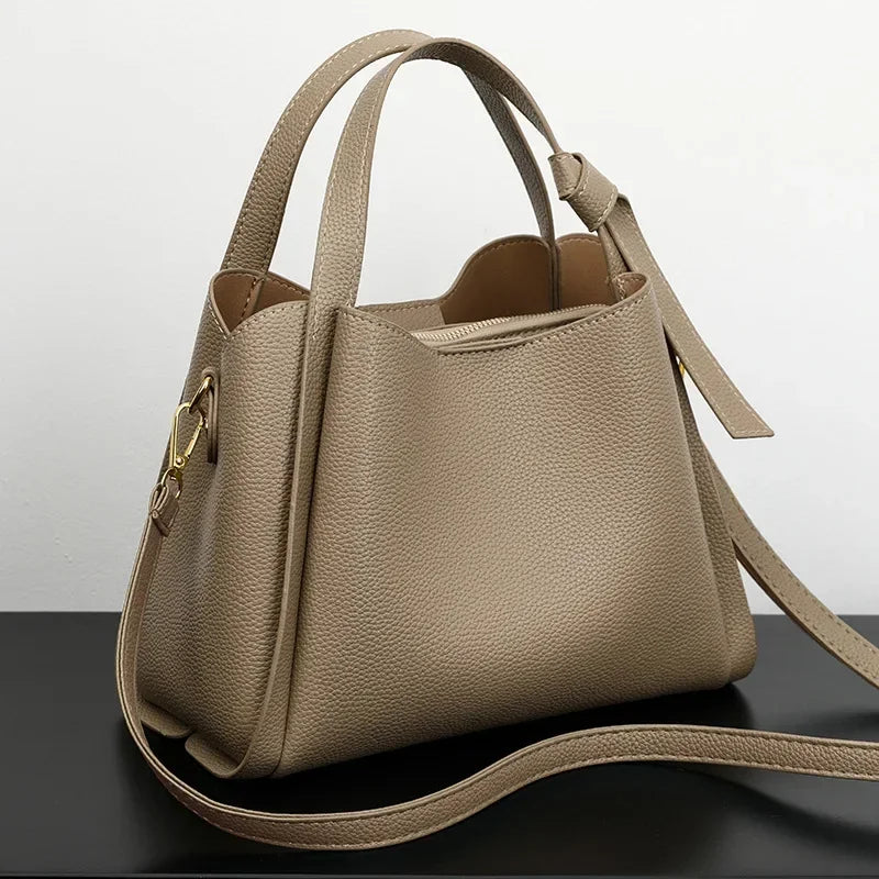 Bucket Shoulder Bags Versatile Women Luxury Designer PU Leather Messenger Crossbody Bags Ladies Casual Solid Color Purse Handbag