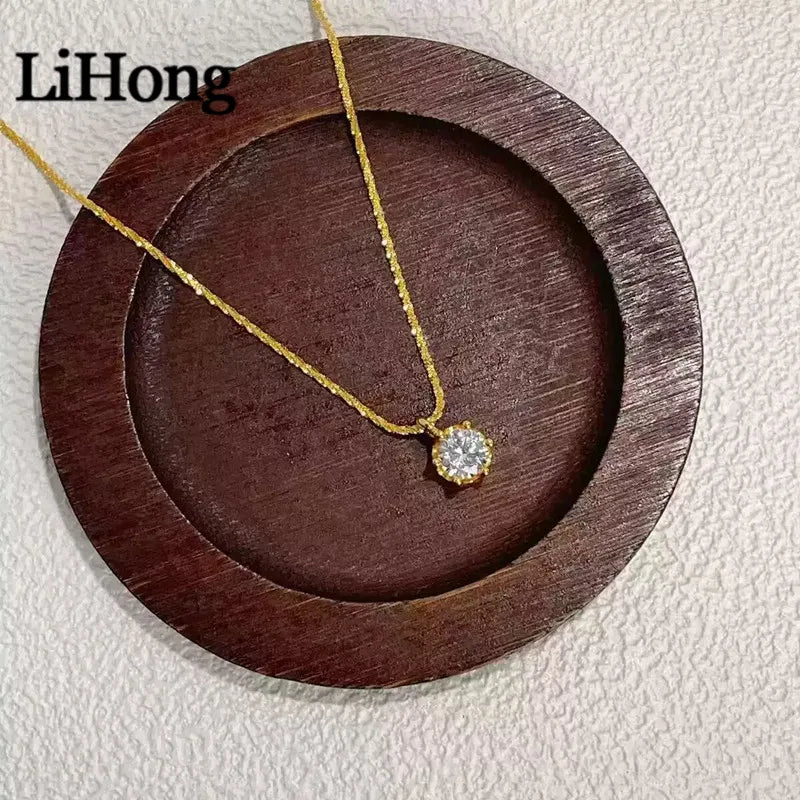 Moissanite 925 Necklaces for Women Unique Design Sparkling Cauliflower Chain with Diamond Pendant Dainty Party Jewelry Gift