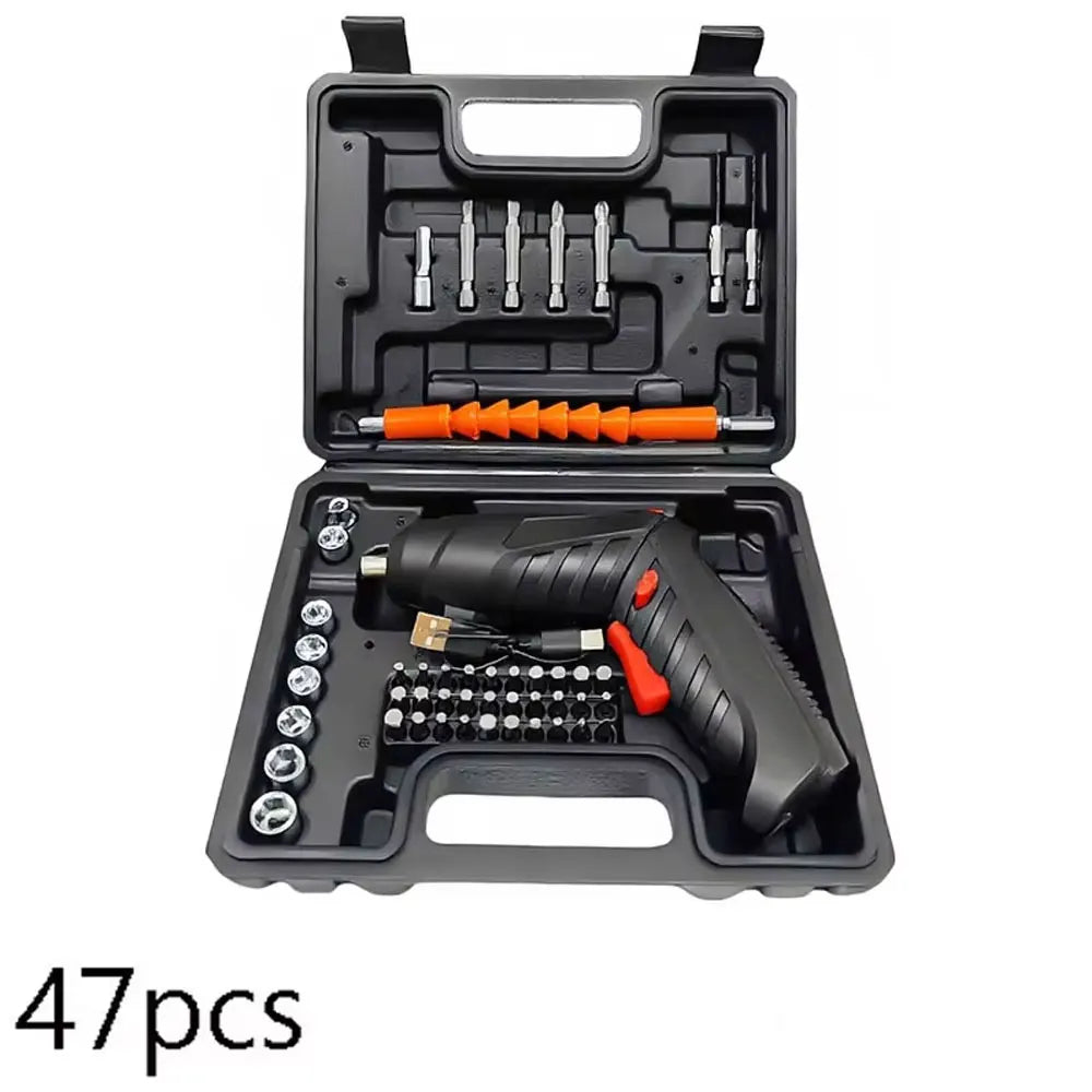 47 PCS 3.6V Electric Screw Driver Rechargeable Household Lithium Electric Drill LED