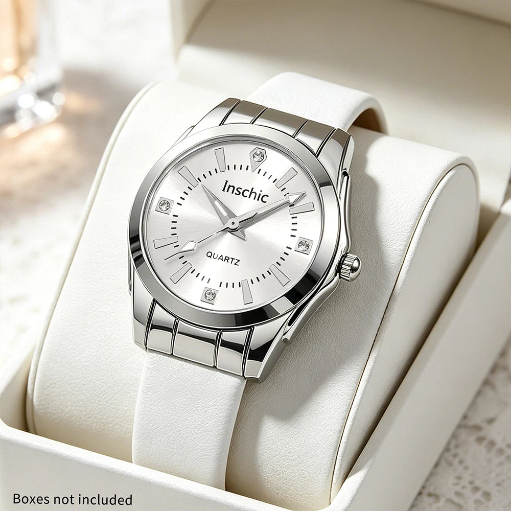 1 PC Elegant, Exquisite, Fashionable Leather Strap Women's Quartz Watch