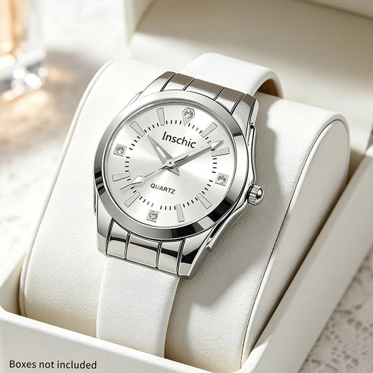 1 PC Elegant, Exquisite, Fashionable Leather Strap Women's Quartz Watch