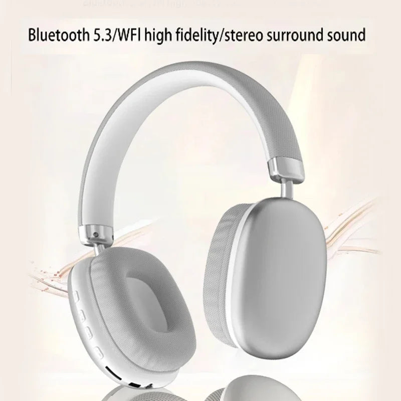 Fabric Headband Over-Ear Headphones Wireless Stereo HiFi Headset Adjustable Metal