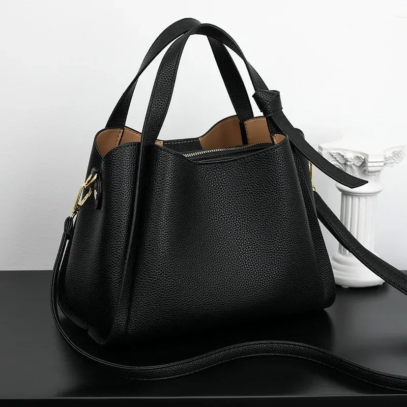 Bucket Shoulder Bags Versatile Women Luxury Designer PU Leather Messenger Crossbody Bags Ladies Casual Solid Color Purse Handbag