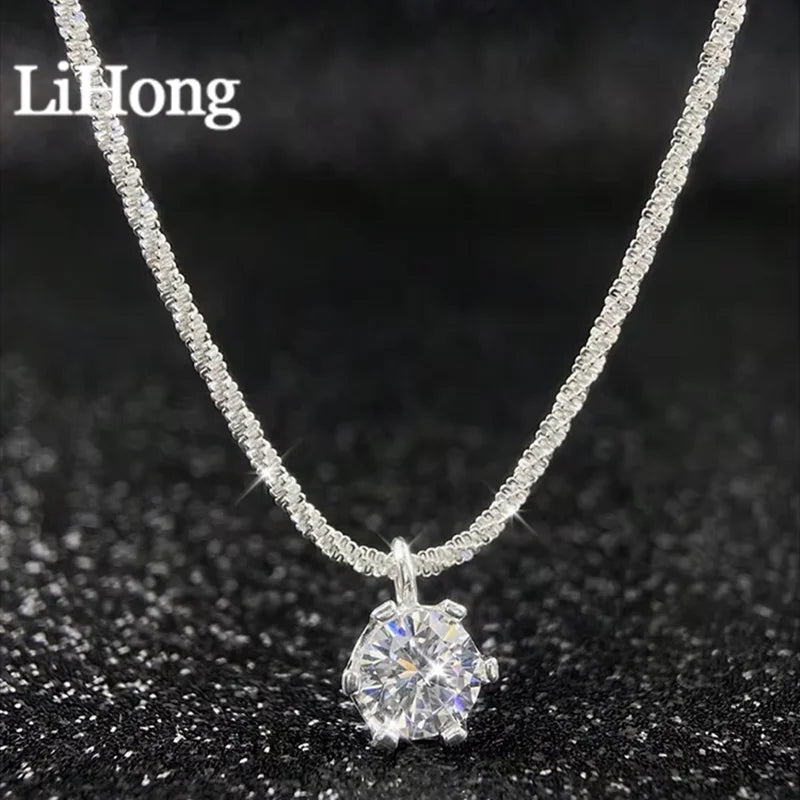 Moissanite 925 Necklaces for Women Unique Design Sparkling Cauliflower Chain with Diamond Pendant Dainty Party Jewelry Gift