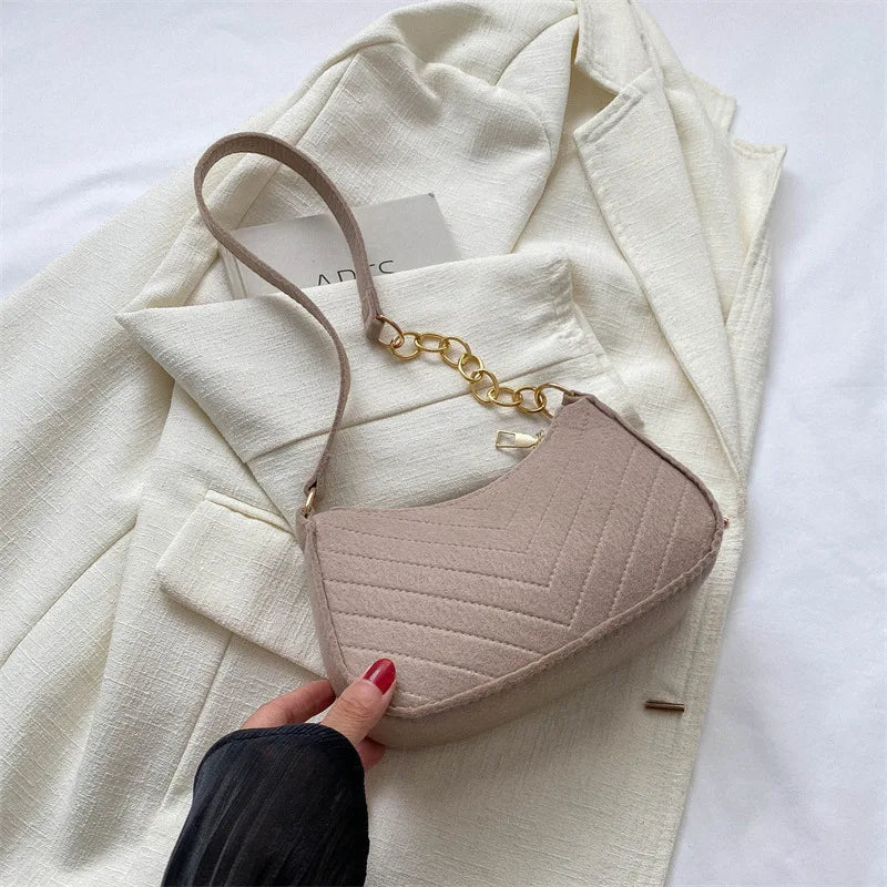 Mini Shoulder Bags for Women Fashion Felt Women's Bag Design Advanced Underarm Handbags Beautiful Purses