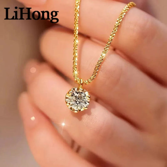 Moissanite 925 Necklaces for Women Unique Design Sparkling Cauliflower Chain with Diamond Pendant Dainty Party Jewelry Gift