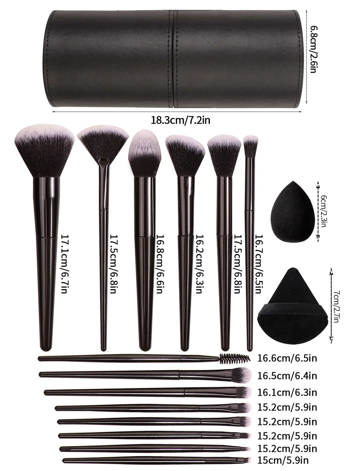 Black Makeup Brush Set Professional Super soft detail brush Blush Brush Foundation Concealer Eyeshadow Brush Women Beauty Tool