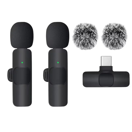 KEBIDUMEI 2.4G Wireless Lavalier Microphone Portable Audio Video Recording for iPhone Android Live Broadcast Gaming Phone