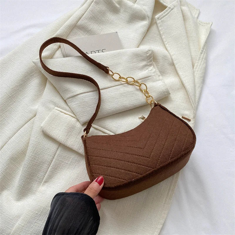 Mini Shoulder Bags for Women Fashion Felt Women's Bag Design Advanced Underarm Handbags Beautiful Purses