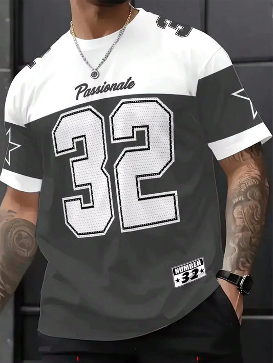 Mens Number 32 Print TShirt American Vintage Style Streetwear Color Block Design Trendy Casual Tee Soft Comfortable Men Clothing   4.9   8 Reviews   ౹   81 sold