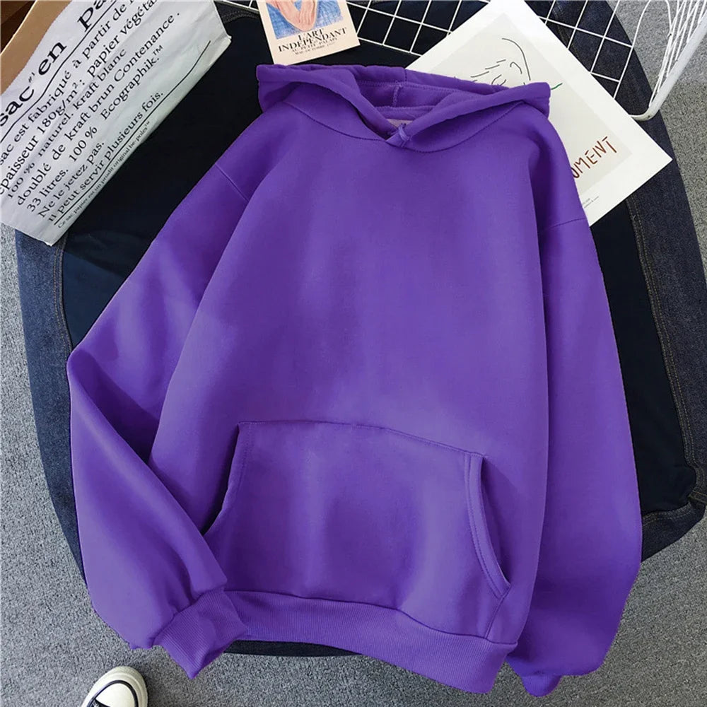 Autumn Winter Fleece Hoodies Fashion Casual Sweatshirts Men Women Harajuku Warm